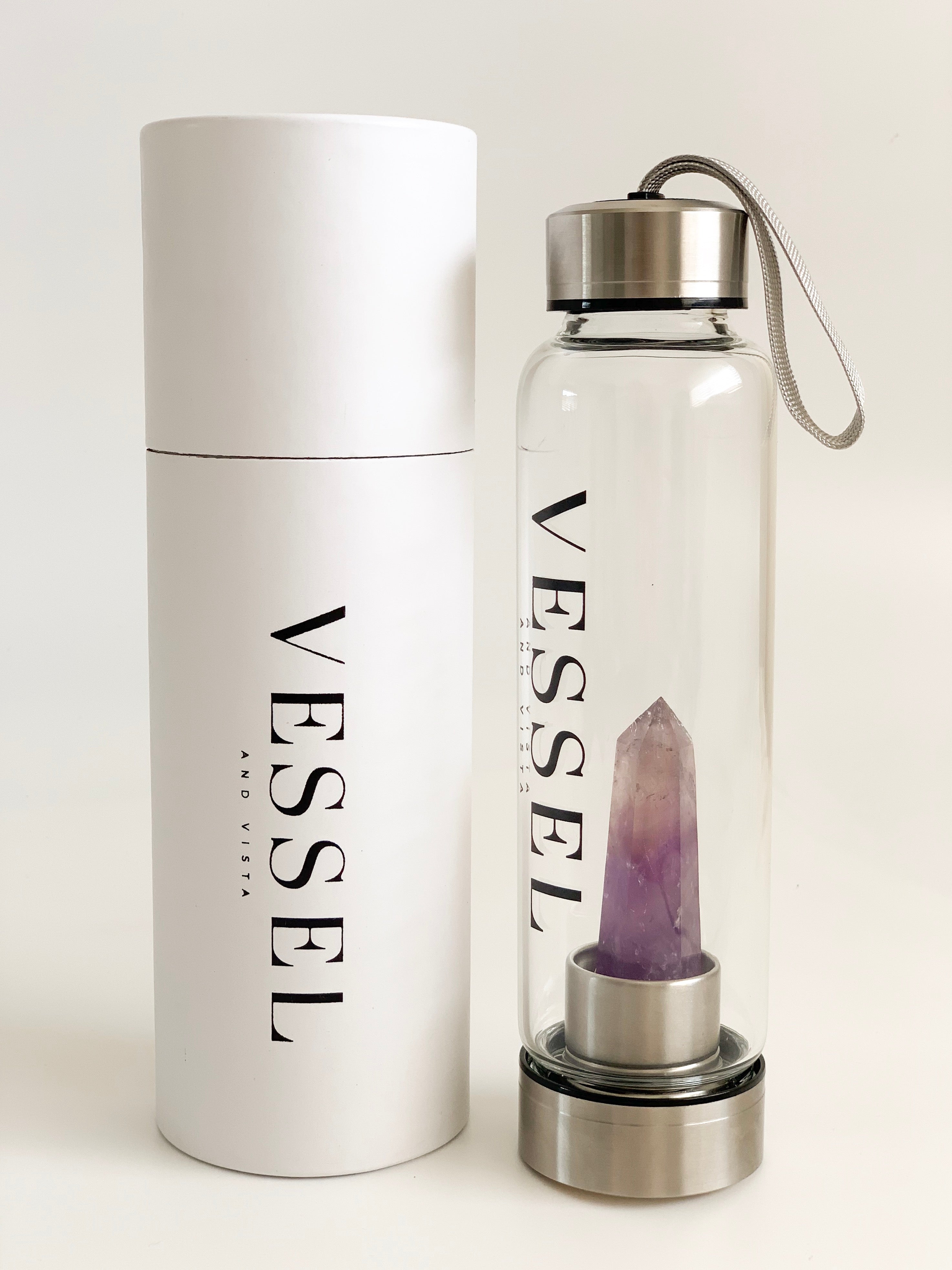 VESSEL AND VISTA Amethyst Crystal Glass Bottle