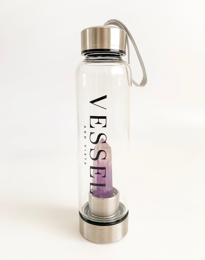 VESSEL AND VISTA Amethyst Crystal Glass Bottle