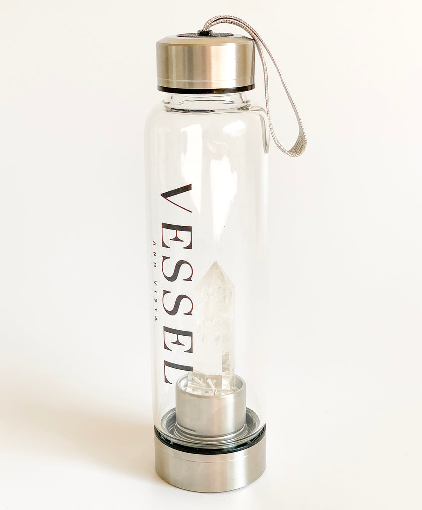 VESSEL AND VISTA Clear Quartz Crystal Glass Bottle